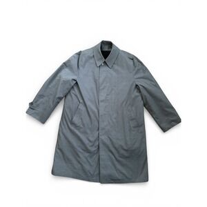 Richman Brothers Trench Coat Mens 42 Grey Excellent Plaid Faux Fur Liner Vintage